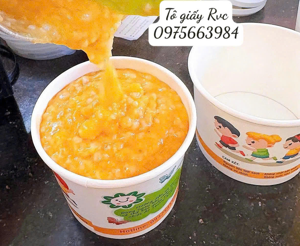 tô giấy đựng cháo nóng có nắp