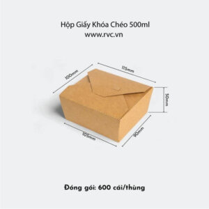 hộp giấy vuông nắp khóa chéo 500ml