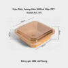 Hộp giấy kraft vuông nâu 1000ml nắp pet