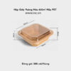 hộp giấy kraft vuông nâu 650ml nắp pet trong