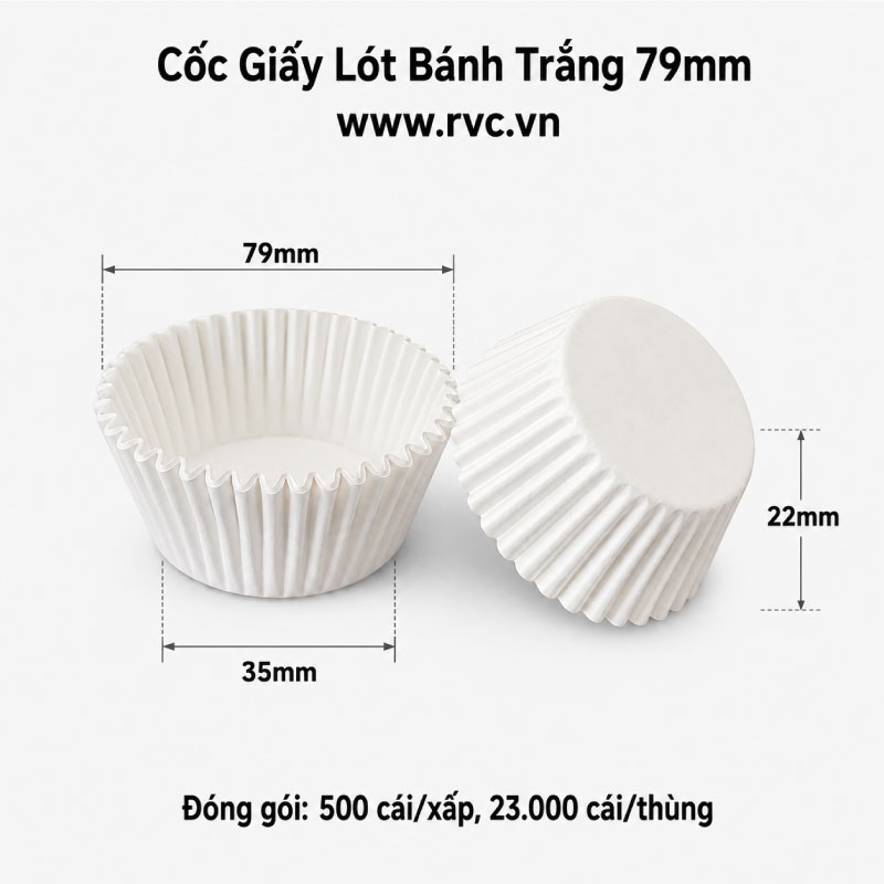 cốc giấy lót bánh trắng 79mm
