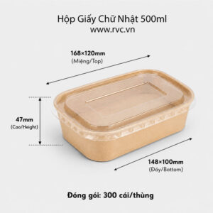 Hộp giấy chữ nhật 500ml