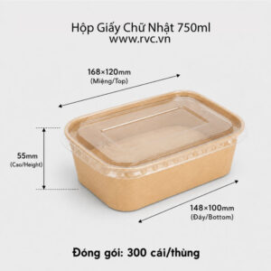 Hộp giấy chữ nhật 750ml