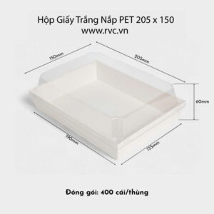 Hộp giấy trắng nắp pet 205.125