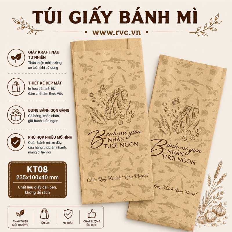 túi giấy bánh mì in sẵn