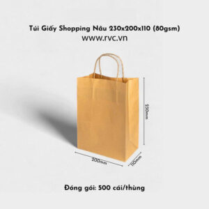 Túi Giấy Shopping Nâu 230x200x110 mm