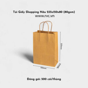 Túi Giấy Shopping Nâu 235x150x80 mm