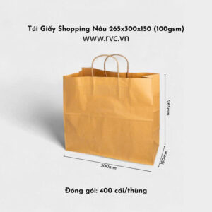 Túi Giấy Shopping Nâu 265x300x150 mm