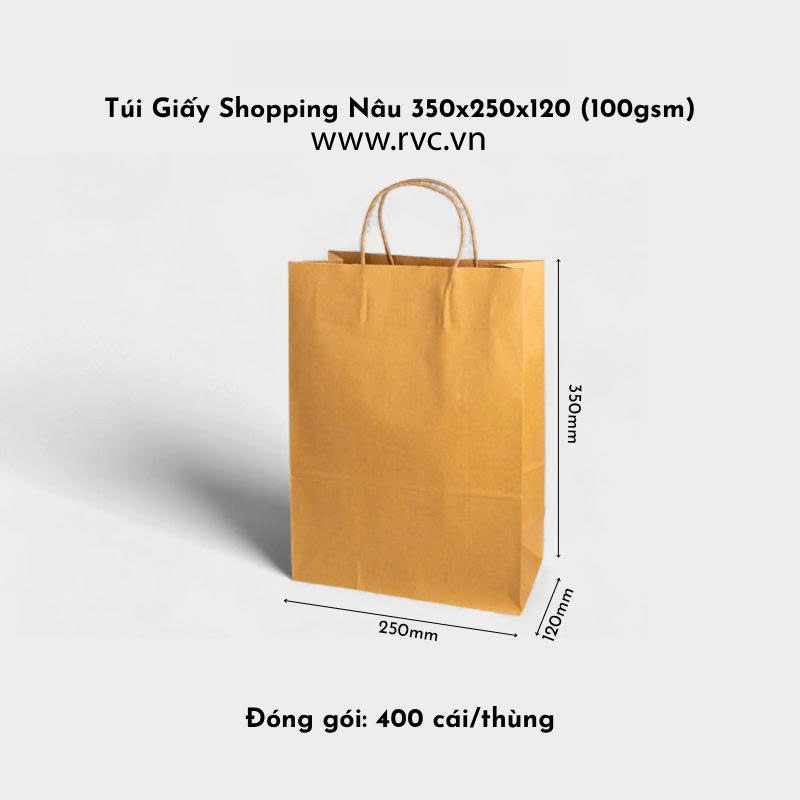 Túi Giấy Shopping Nâu 350x250x120-mm